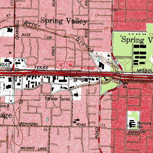 Topographic Map of Katy Reed Shopping Center, TX