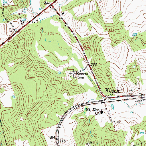 Topographic Map of Keechi Cemetery, TX