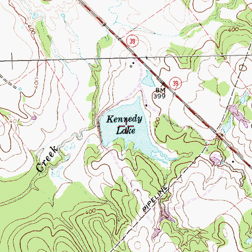 Topographic Map of Kennedy Lake, TX