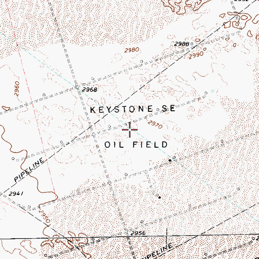 Topographic Map of Keystone Southeast Oil Field, TX