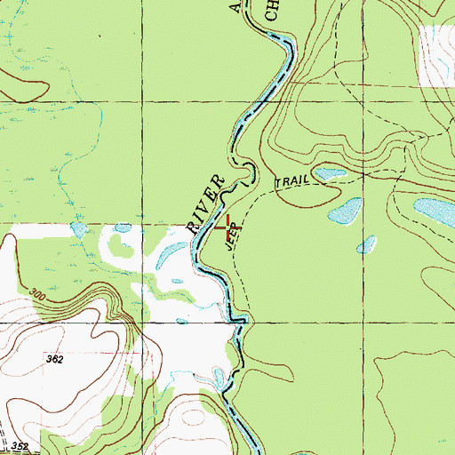 Topographic Map of Kickapoo Branch, TX