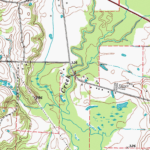 Topographic Map of Kickapoo Creek, TX