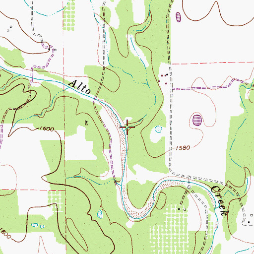 Topographic Map of Kiehne Creek, TX