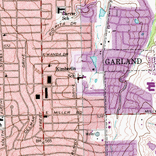 Topographic Map of Kimberlin School, TX