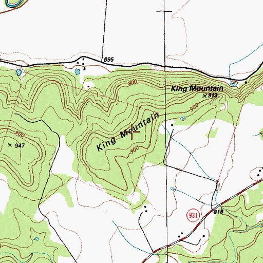 Topographic Map of King Mountain, TX