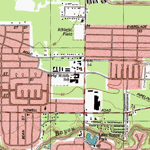 Topographic Map of Kirby Junior High School, TX