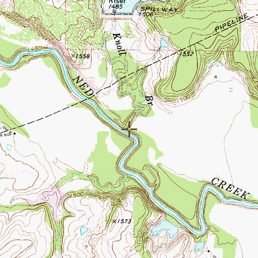 Topographic Map of Knoll Branch, TX