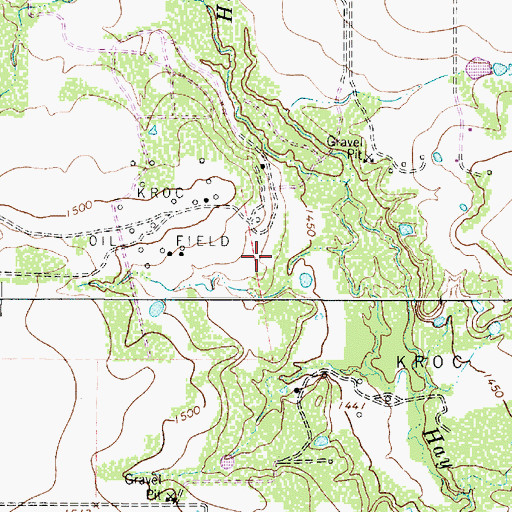 Topographic Map of Kroc Oil Field, TX