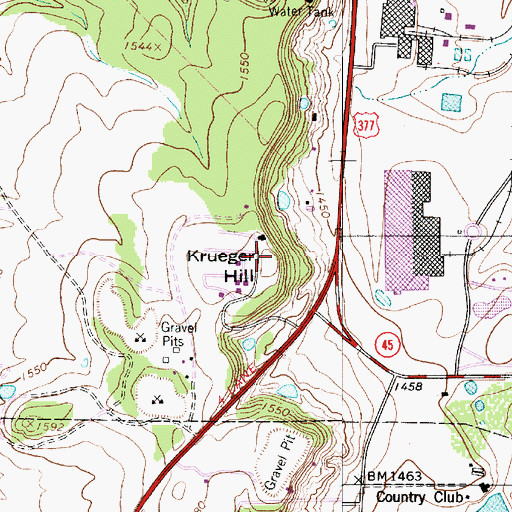 Topographic Map of Krueger Hill, TX