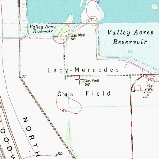 Topographic Map of Lacy-Mercedes Gas Field, TX