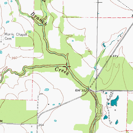 Topographic Map of Lake Drain Branch, TX