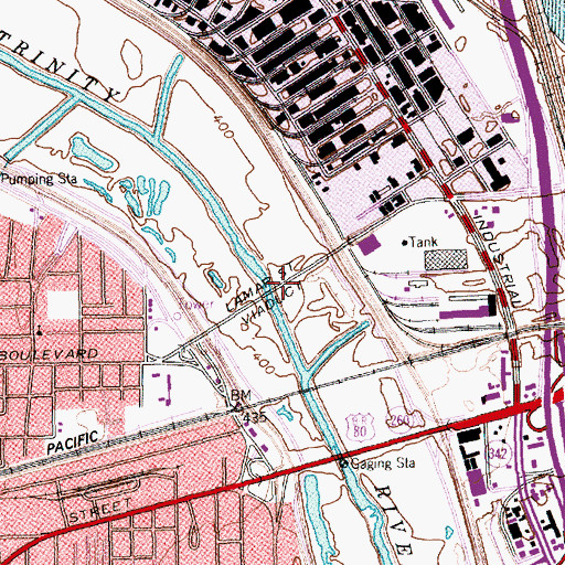 Topographic Map of Lamar Street Viaduct, TX