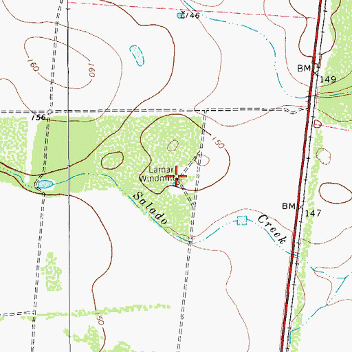 Topographic Map of Lamar Windmill, TX