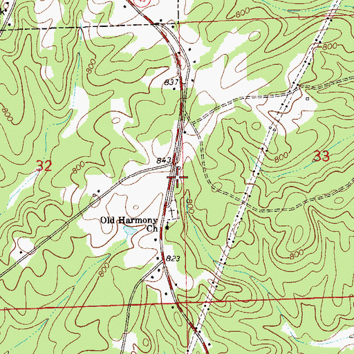 Topographic Map of Harmony (historical), AL