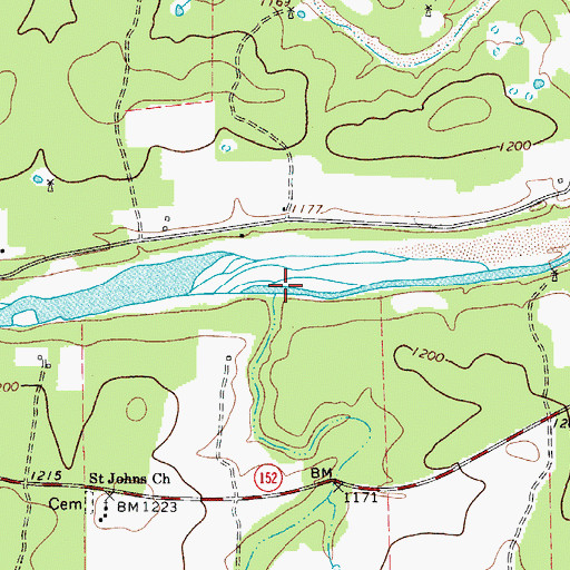 Topographic Map of Lang Creek, TX