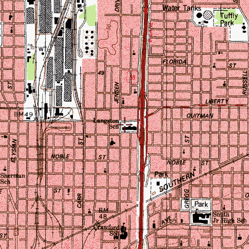 Topographic Map of Langston School, TX