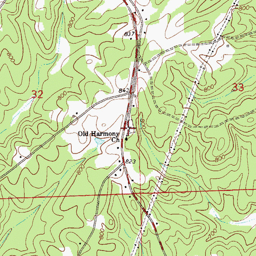 Topographic Map of Harmony Cemetery, AL