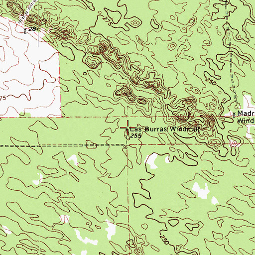 Topographic Map of Las Burras Windmill, TX