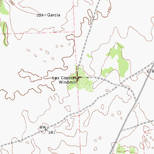 Topographic Map of Las Coyotas Windmill, TX