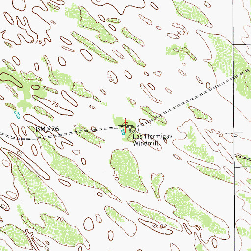 Topographic Map of Las Hormigas Windmill, TX