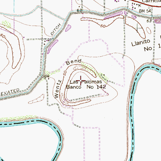 Topographic Map of Las Palomas Banco Number 142, TX