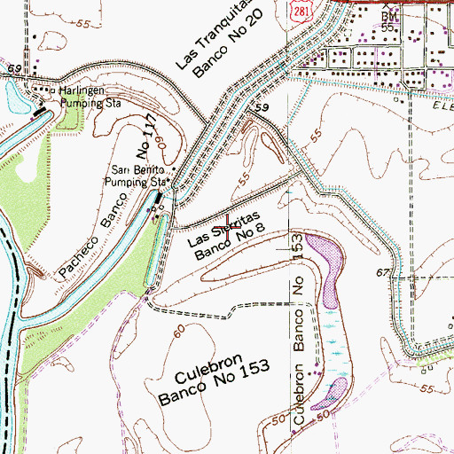 Topographic Map of Las Sierritas Banco Number 8, TX