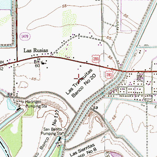 Topographic Map of Las Tranquitas Banco Number 20, TX