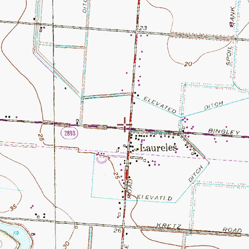 Topographic Map of Laureles, TX