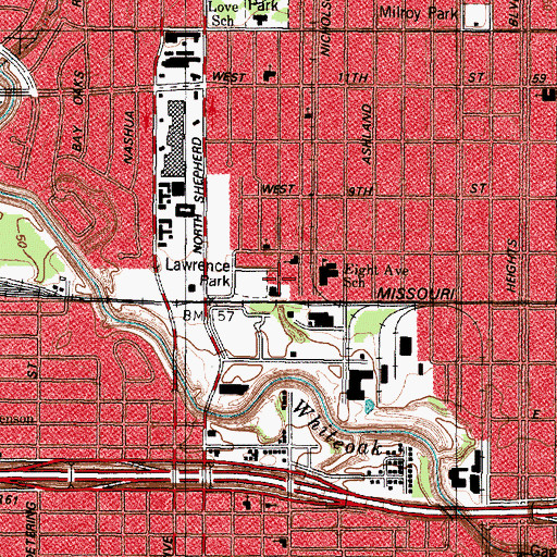 Topographic Map of Lawrence Park, TX