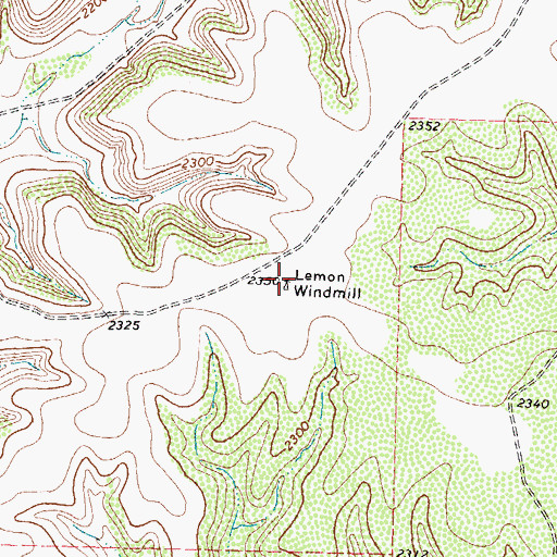 Topographic Map of Lemon Windmill, TX