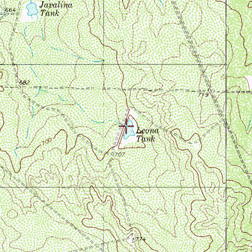 Topographic Map of Leona Tank, TX
