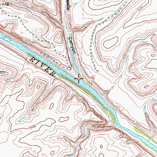 Topographic Map of Lewis Canyon, TX