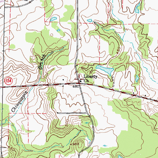 Topographic Map of Liberty Church, TX