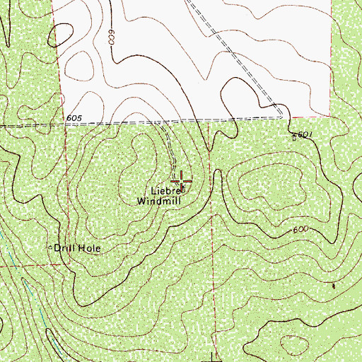Topographic Map of Liebre Windmill, TX