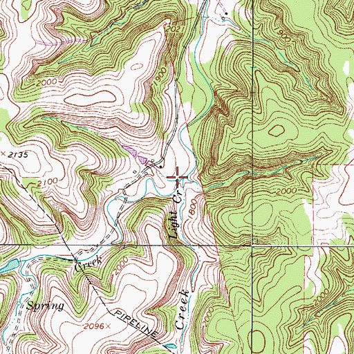 Topographic Map of Light Creek, TX