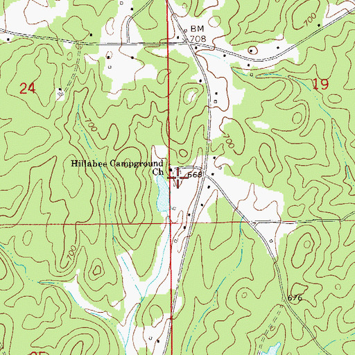 Topographic Map of Hillabee Campground Cemetery, AL