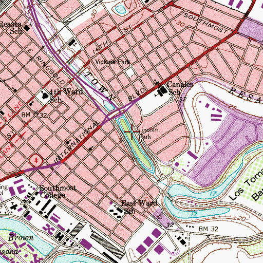 Topographic Map of Lincoln Park, TX