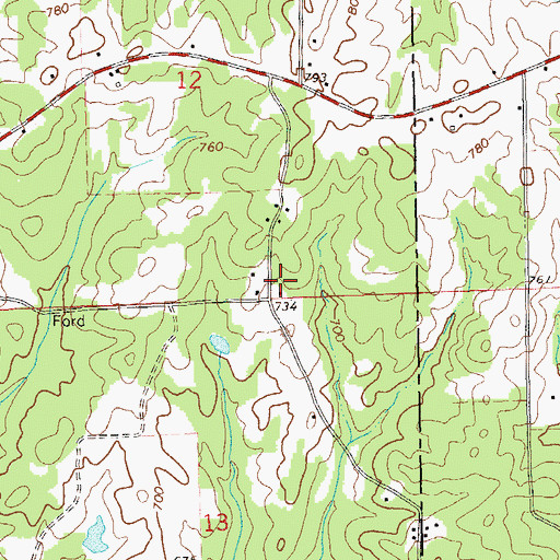 Topographic Map of Hills Chapel Church, AL