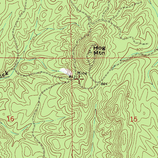 Topographic Map of Hog Mountain Goldmine, AL