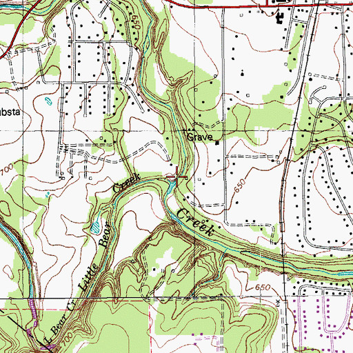 Topographic Map of Little Bear Creek, TX