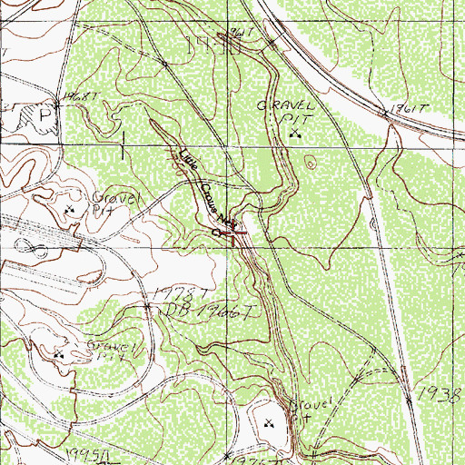 Topographic Map of Little Crows Nest Creek, TX