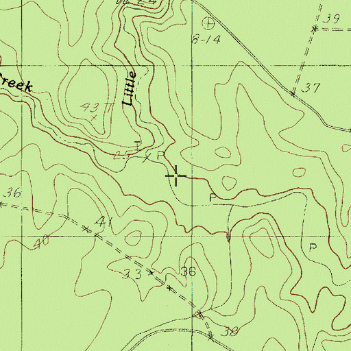 Topographic Map of Little Cypress Creek, TX