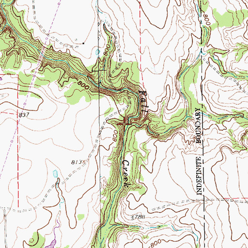 Topographic Map of Little Fall Creek, TX