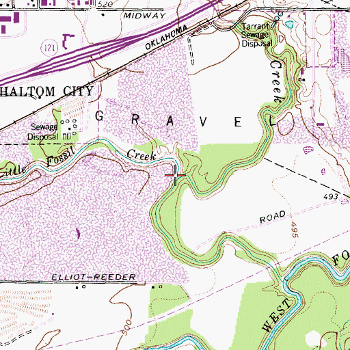 Topographic Map of Little Fossil Creek, TX