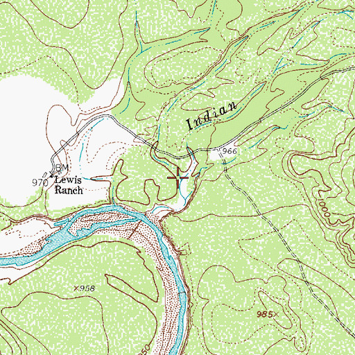 Topographic Map of Little Indian Creek, TX