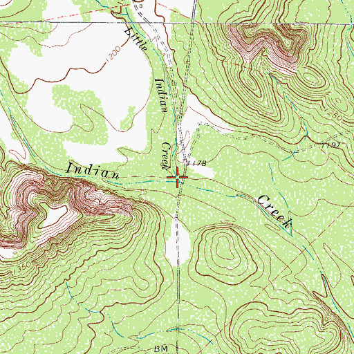 Topographic Map of Little Indian Creek, TX