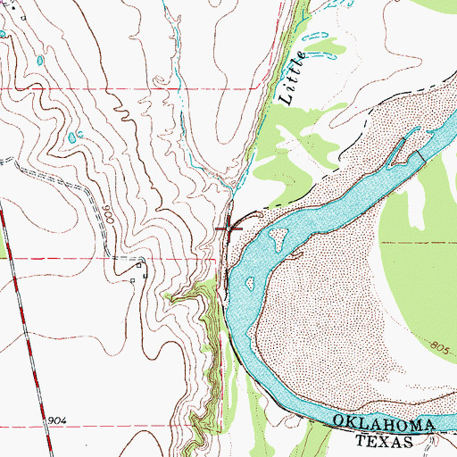 Topographic Map of Little Pecan Creek, TX