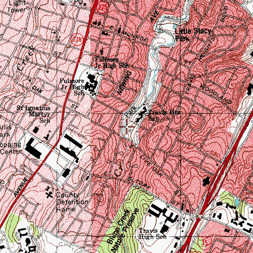 Topographic Map of Little Stacy Park, TX
