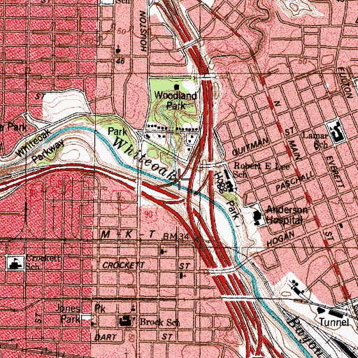 Topographic Map of Little Whiteoak Bayou, TX