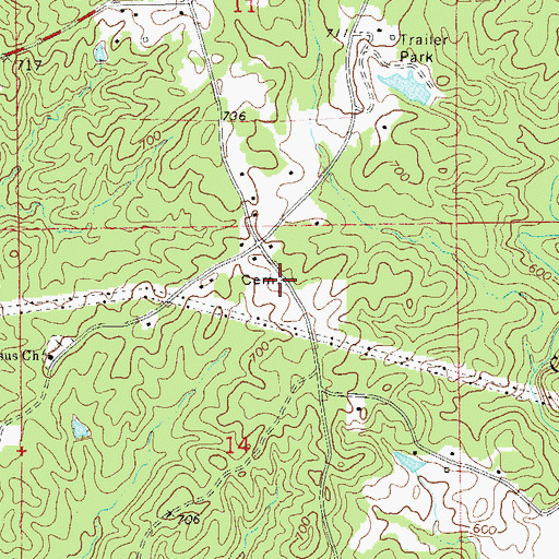 Topographic Map of Jackson Field Cemetery, AL